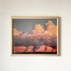 16" x 20" Western Print Cowboys Cloud Canyon Landscape Unsigned in Gold Frame